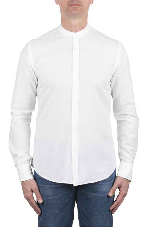 SBU 03749_2022SS Classic mandarin collar white cotton shirt 01
