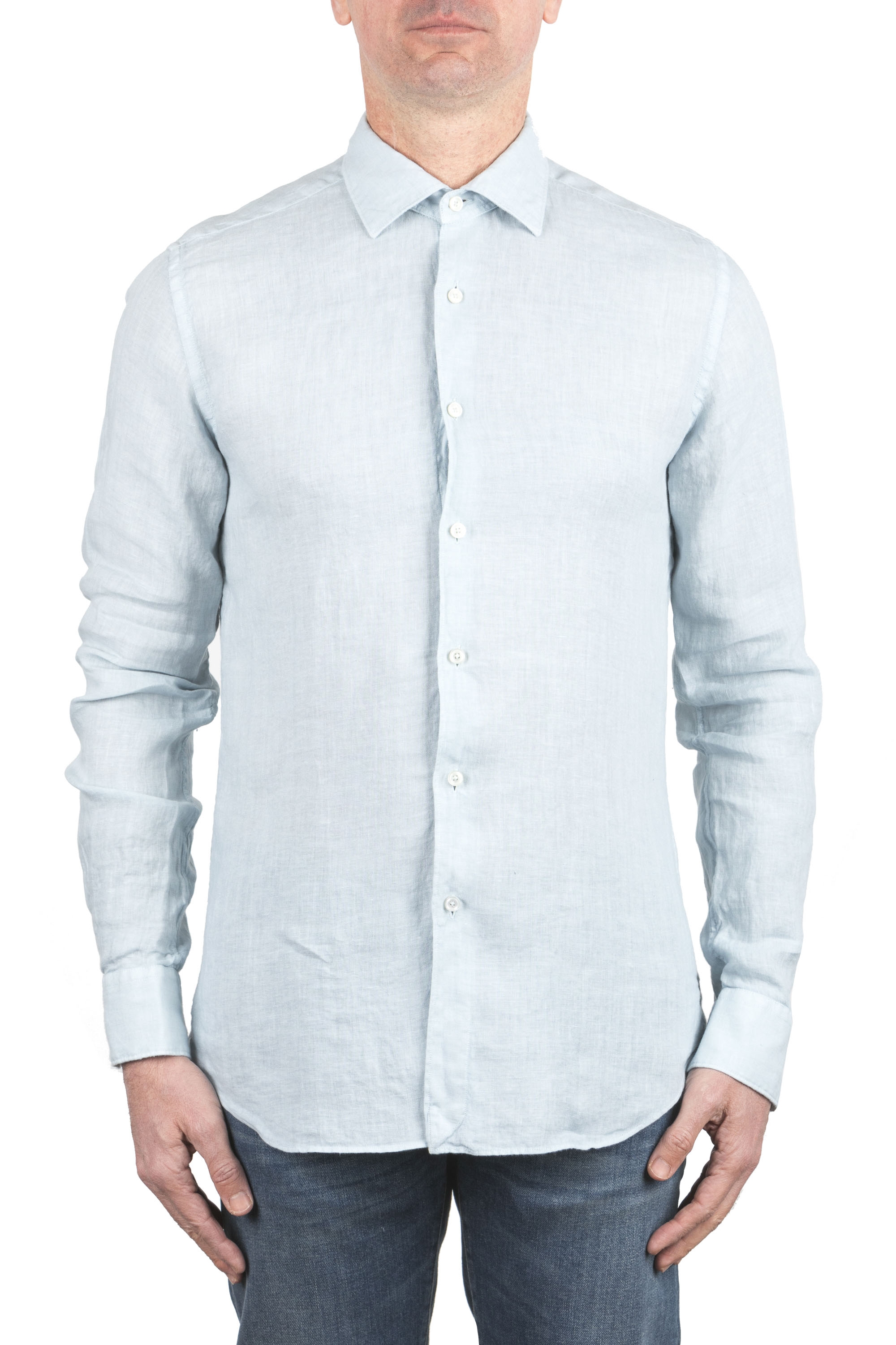 SBU 03752_2022SS Classic pale blue linen shirt 01