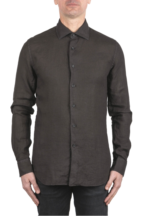 SBU 03753_2022SS Classic black linen shirt 01