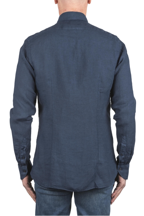 SBU 03757_2022SS Classic navy blue linen shirt 01