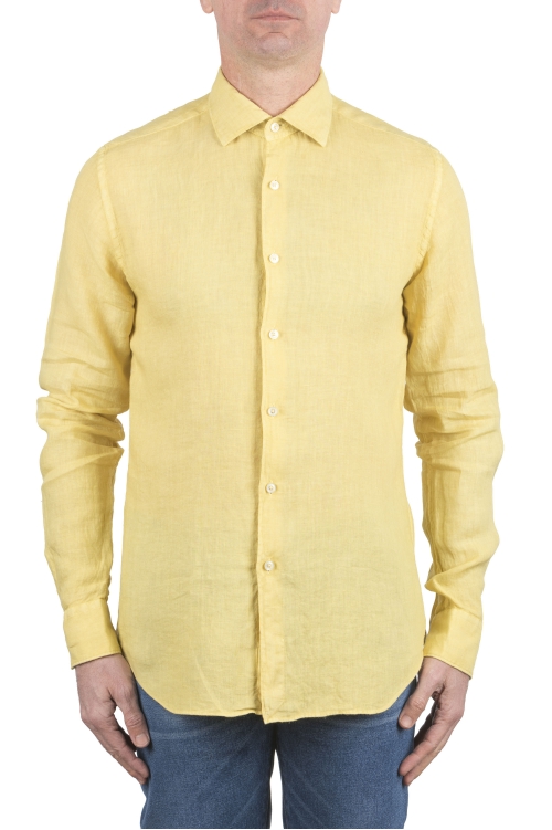SBU 03758_2022SS Camisa clásica de lino amarilla 01