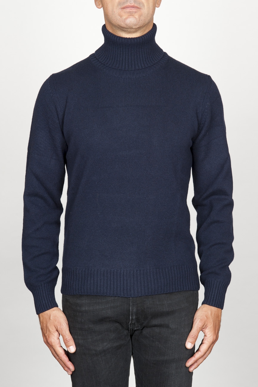 SBU 00953 Classic turtleneck sweater in blue cashmere 01
