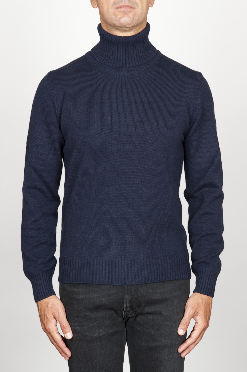  Classic  turtleneck sweater  in blue cashmere