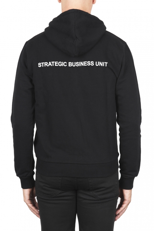 SBU 03777_2022SS Hooded black sweatshirt printed with SBU logo 01