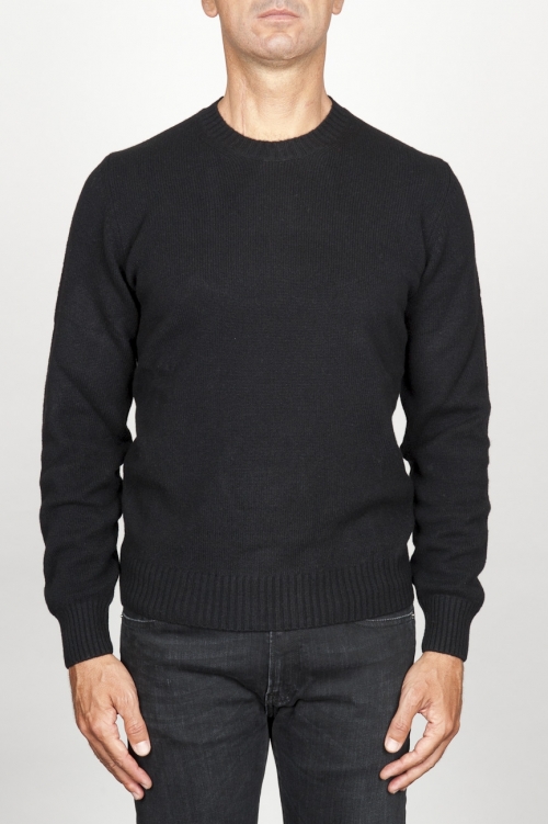 SBU 00954 Classic crew neck sweater in black cashmere blend 01