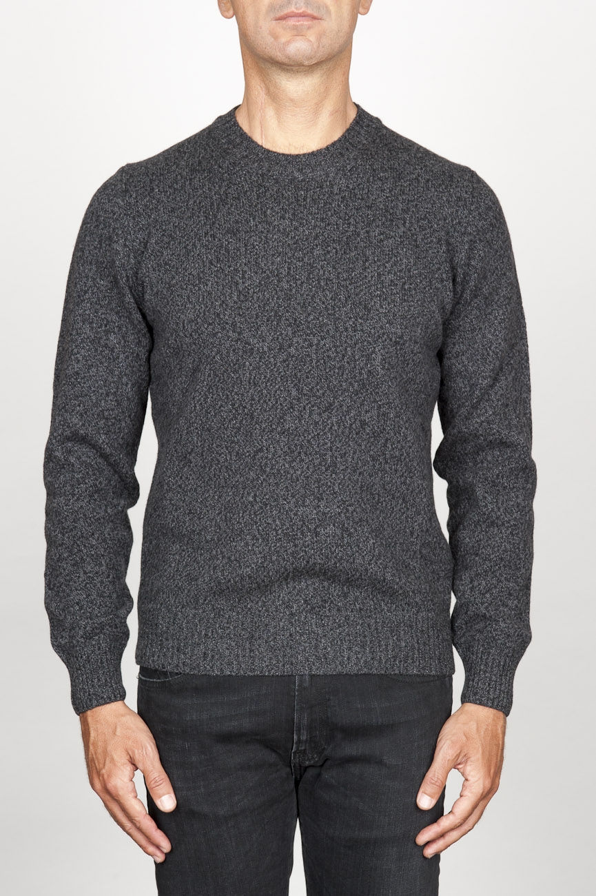 Classic crew neck sweater in grey cashmere blend