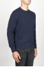 SBU 00956 Classic crew neck sweater in blue cashmere blend 02
