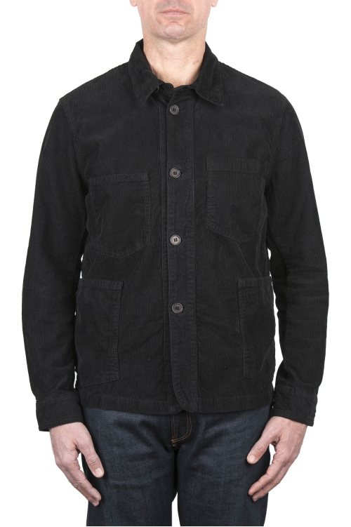 SBU 03834_2022SS Unlined multi-pocketed jacket in black corduroy 01