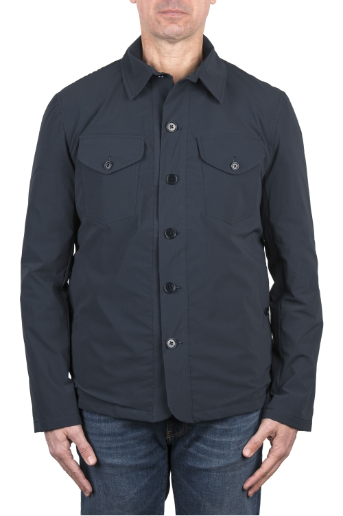SBU 03836_2022SS Blue quilted overshirt in technical fabric 01