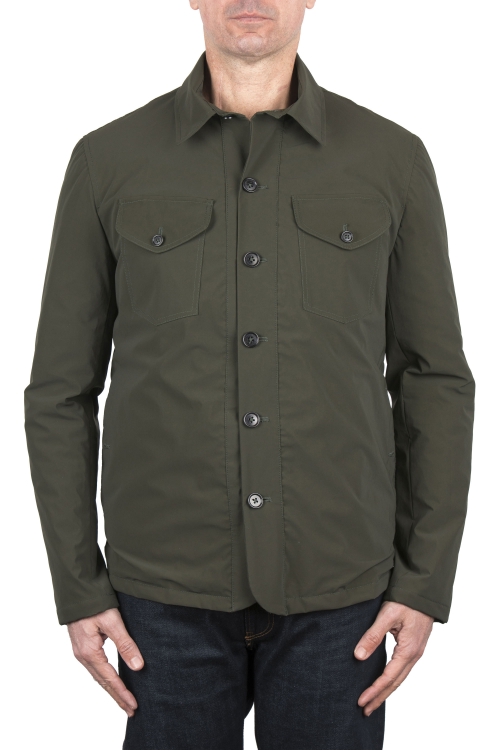 SBU 03837_2022SS Green quilted overshirt in technical fabric 01