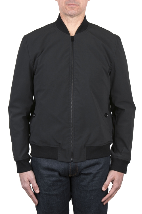 SBU 03842_2022SS Black bomber jacket padded with quilt 01