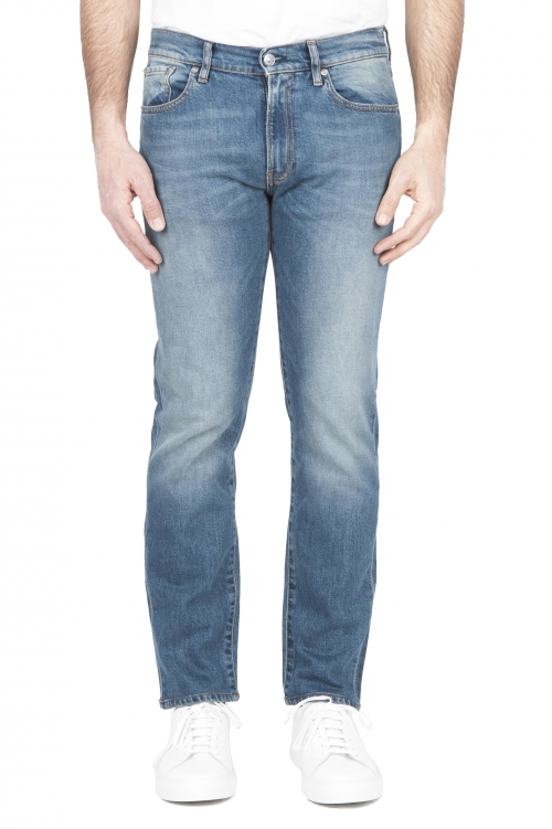 SBU 03850_2022SS Teint pur indigo délavé coton stretch bleu jeans  01