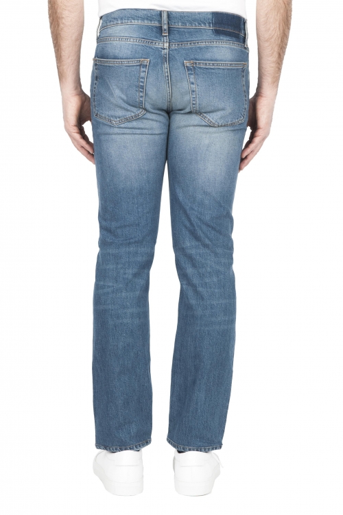 SBU 03850_2022SS Pure indigo dyed stone bleached stretch cotton blue jeans 01