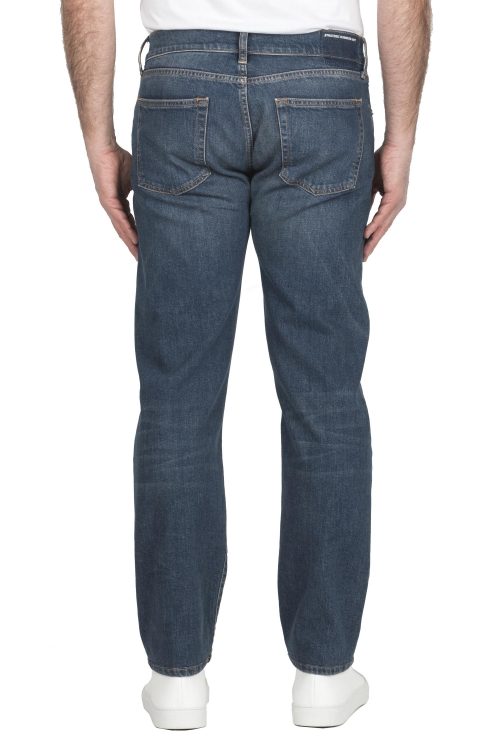 SBU 03852_2022SS Teint pur indigo délavé à la pierre coton stretch jeans bleu 01