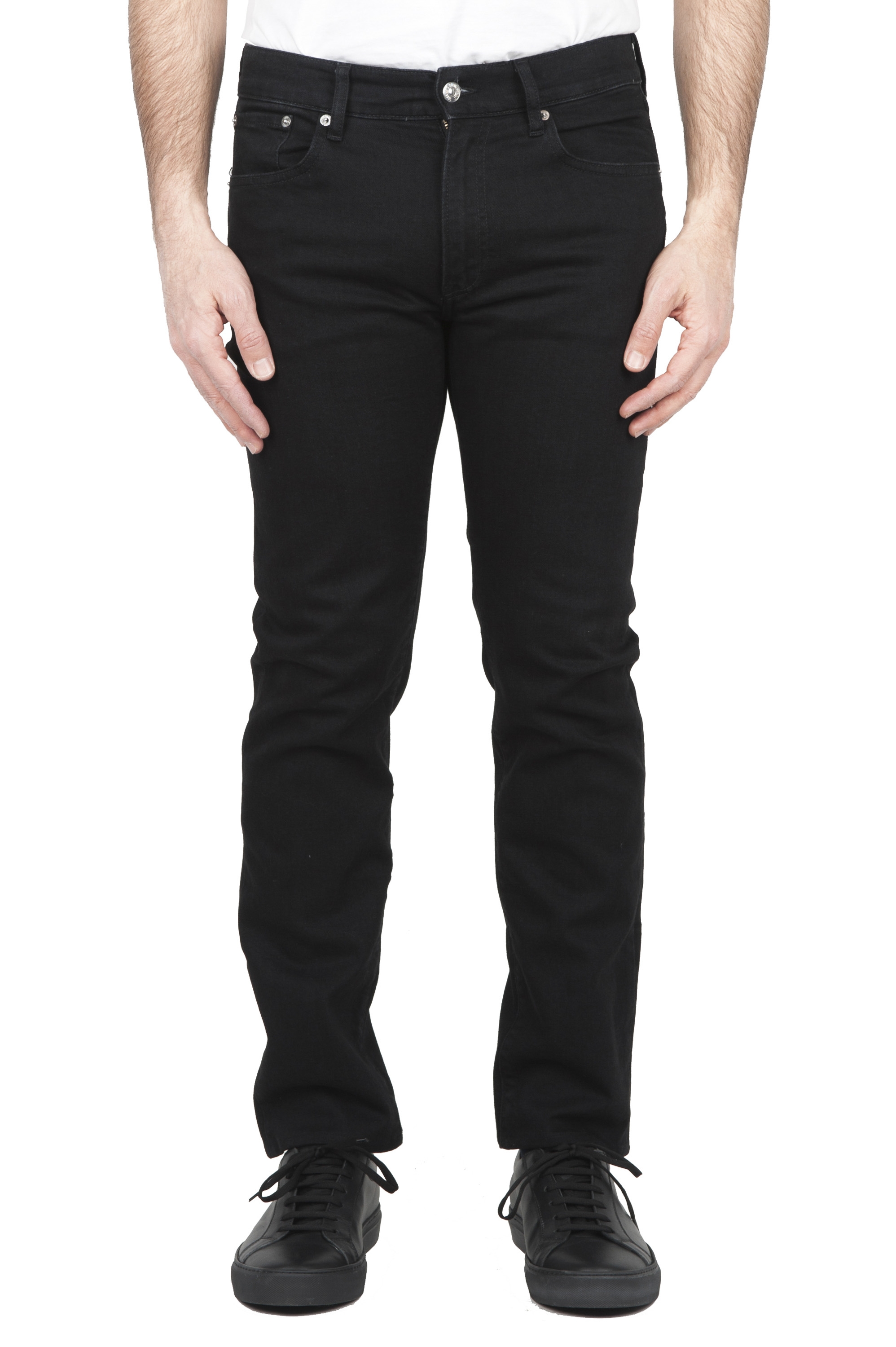 SBU 03858_2022SS Natural ink dyed black stretch cotton jeans 01
