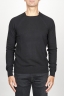 SBU 00960 Suéter clásico de cuello redondo irregular en lana merina negro 01