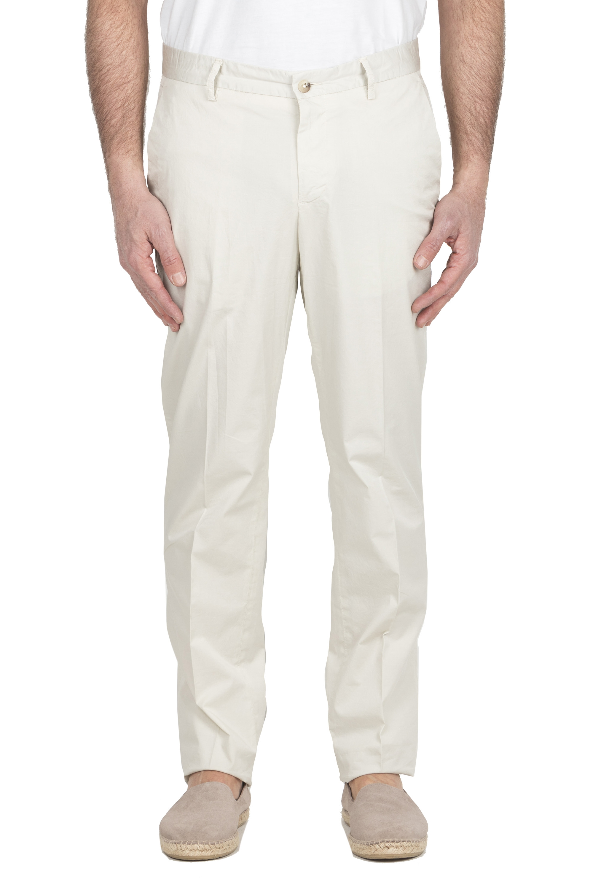 SBU 03863_2022SS Pantalon chino en coton stretch ultra-léger blanc 01