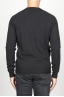 SBU 00960 Suéter clásico de cuello redondo irregular en lana merina negro 04