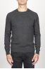 SBU 00961 Round neck sweater in grey merino wool raw cut neckline 01