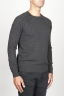 SBU 00961 Suéter clásico de cuello redondo irregular en lana merina gris 02