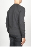 SBU 00961 Round neck sweater in grey merino wool raw cut neckline 03