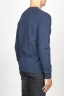 SBU 00962 Round neck sweater in blue merino wool raw cut neckline 03