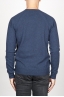 SBU 00962 Suéter clásico de cuello redondo irregular en lana merina azul 04