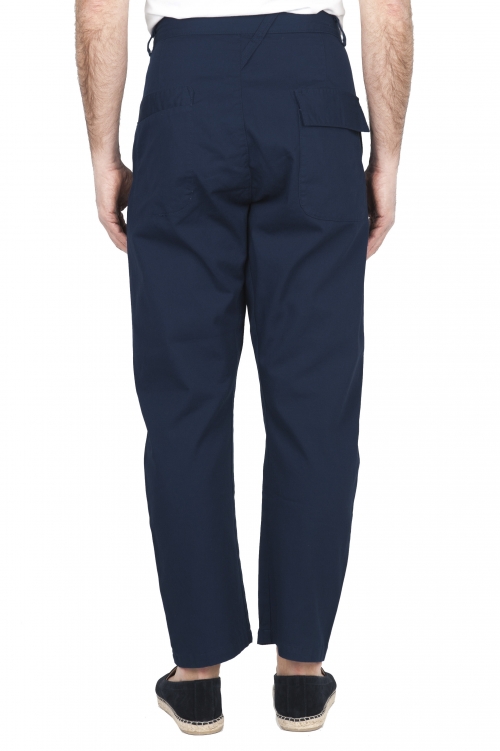 SBU 03883_2022SS Pantaloni da lavoro giapponesi con due pinces in cotone navy blu 01
