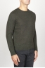 SBU 00963 Classic crew neck sweater in green alpaca blend 02