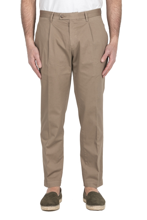 SBU 03895_2022SS Beige soft cotton blend pants with pinces 01