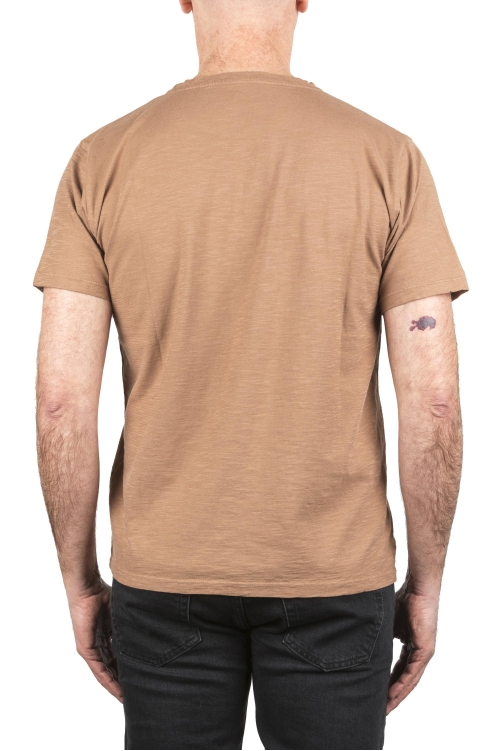 SBU 03901_2022SS T-shirt girocollo aperto in cotone fiammato marrone 01