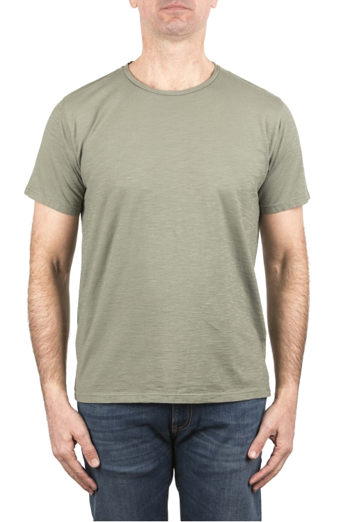 SBU 03906_2022SS Camiseta cuello redondo algodón flameado verde 01