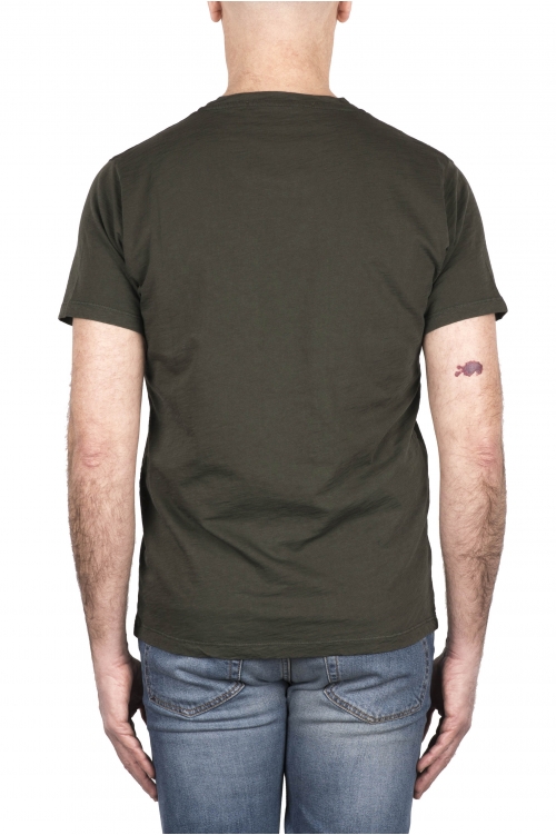 SBU 03912_2022SS Camiseta de algodón flameado con cuello redondo verde 01