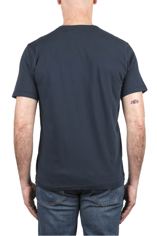 SBU 03920_2022SS T-shirt col rond en coton bleu marine avec poche plaquée 01