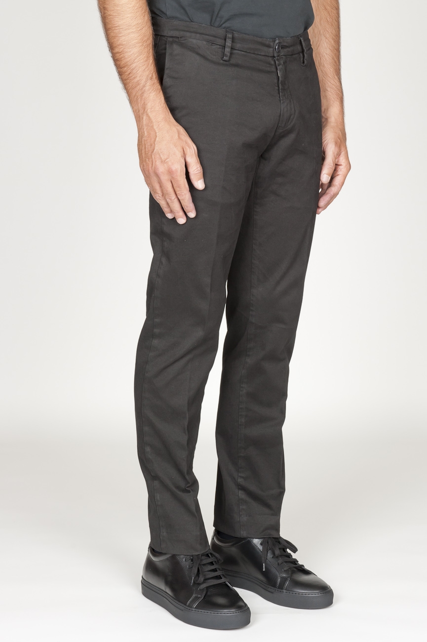 Classic chino pants in black stretch cotton