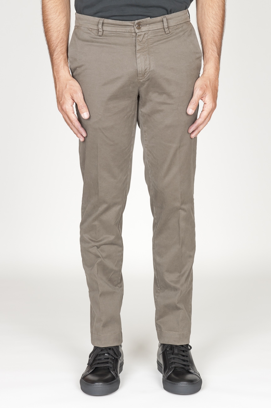 SBU 00967 Classique pantalon chinois en coton marron élastique 01