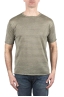 SBU 03931_2022SS T-shirt girocollo in lino a righe grigia e verde 01
