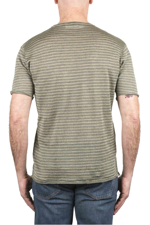 SBU 03931_2022SS Camiseta de lino a rayas verde y gris 01