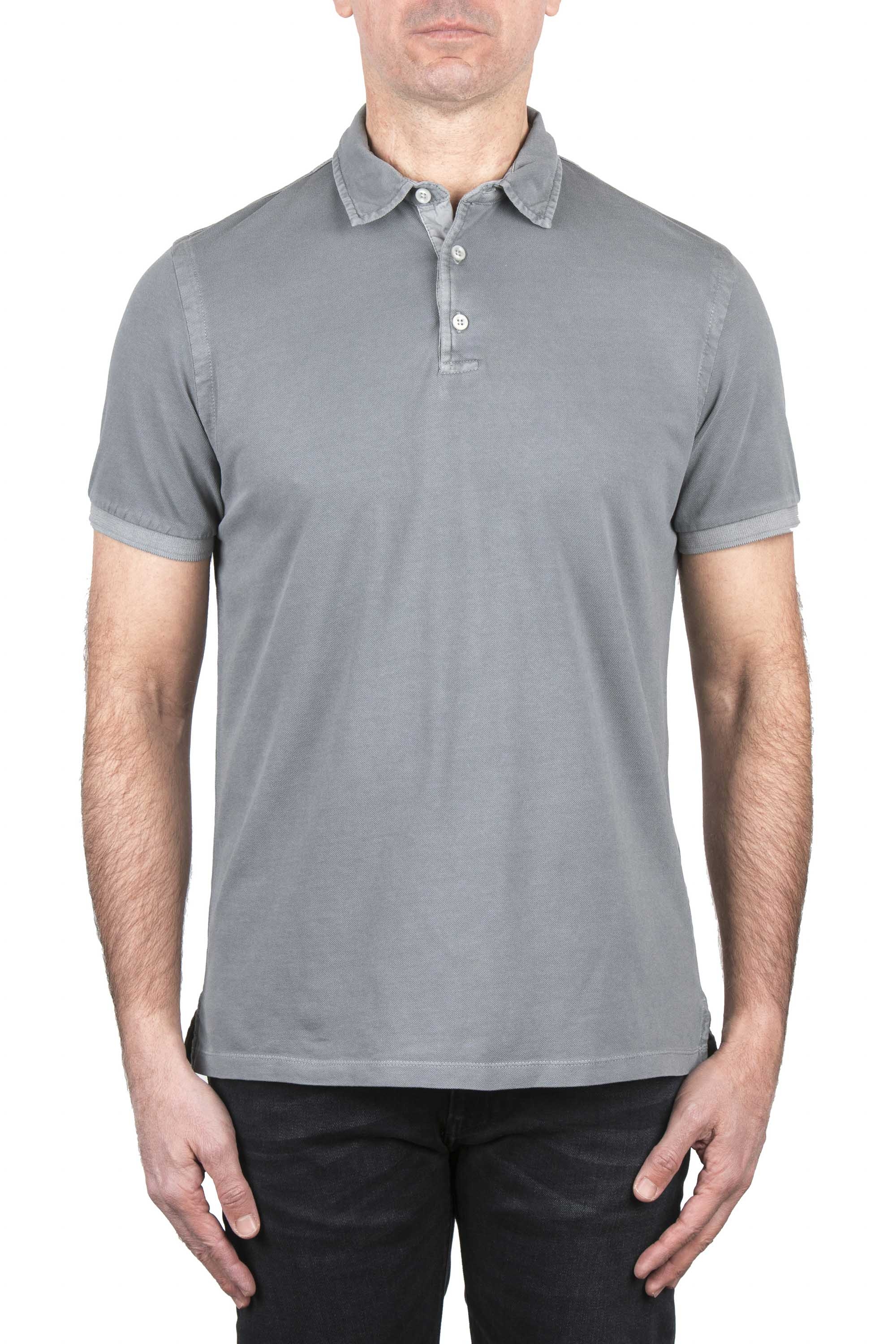 SBU 03934_2022SS Short sleeve grey pique polo shirt 01