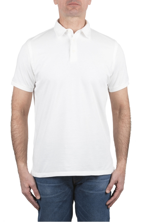 SBU 03935_2022SS Short sleeve white pique polo shirt 01