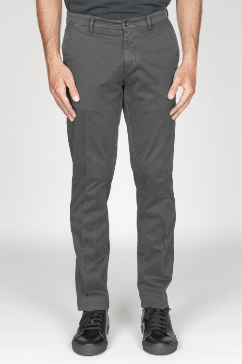 Classique pantalon chinois en coton gris élastique