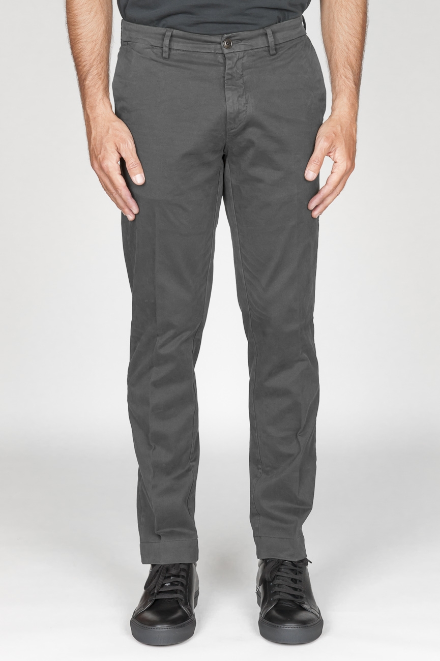 SBU 00968 Classique pantalon chinois en coton gris élastique 01