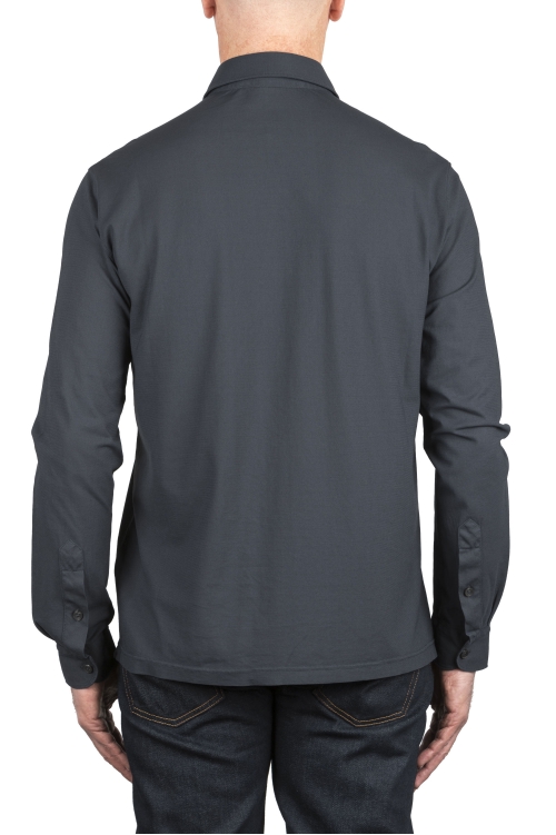 SBU 03945_2022SS Long sleeve anthracite light cotton polo shirt  01