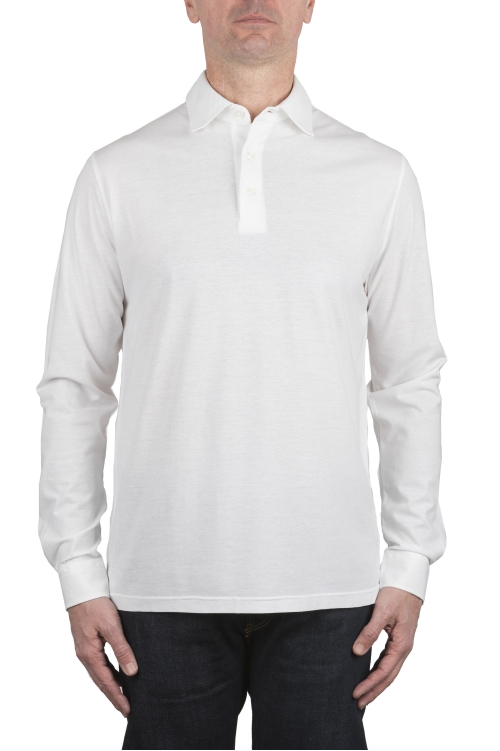 SBU 03946_2022SS Long sleeve white light cotton polo shirt  01