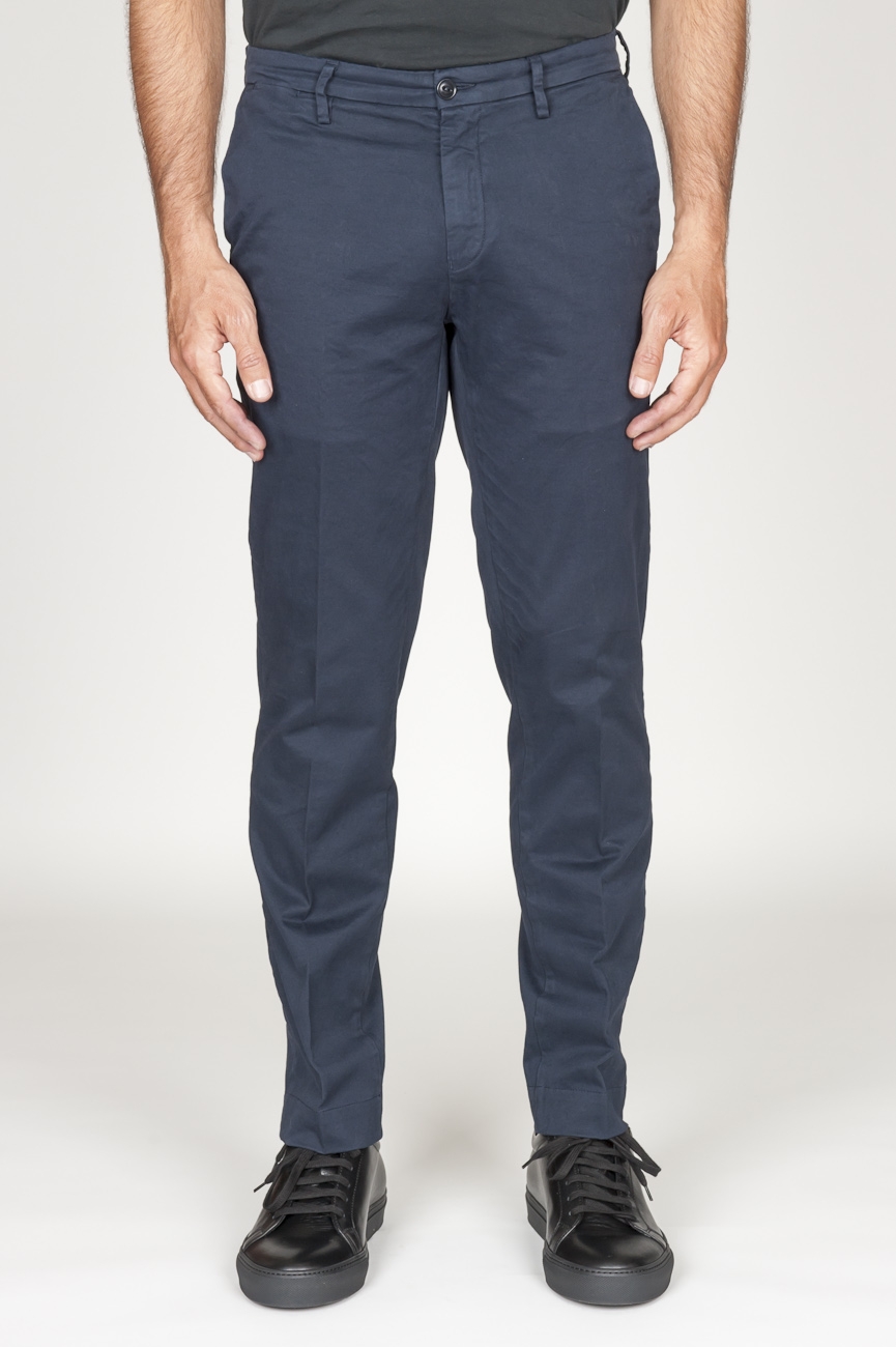 SBU 00969 Clásico pantalón chino en algodón elástico azul marino 01