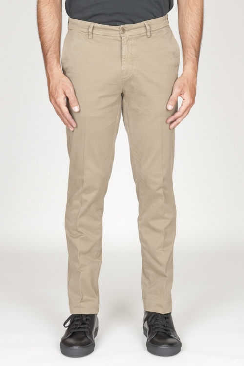 SBU 00970 Classique pantalon chinois en coton beige élastique 01