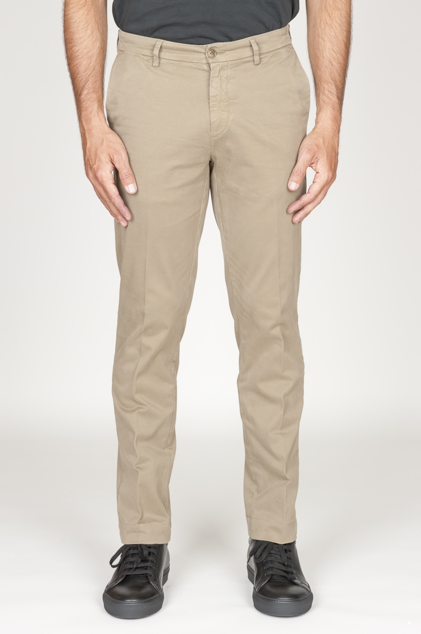 SBU 00970 Classique pantalon chinois en coton beige élastique 01