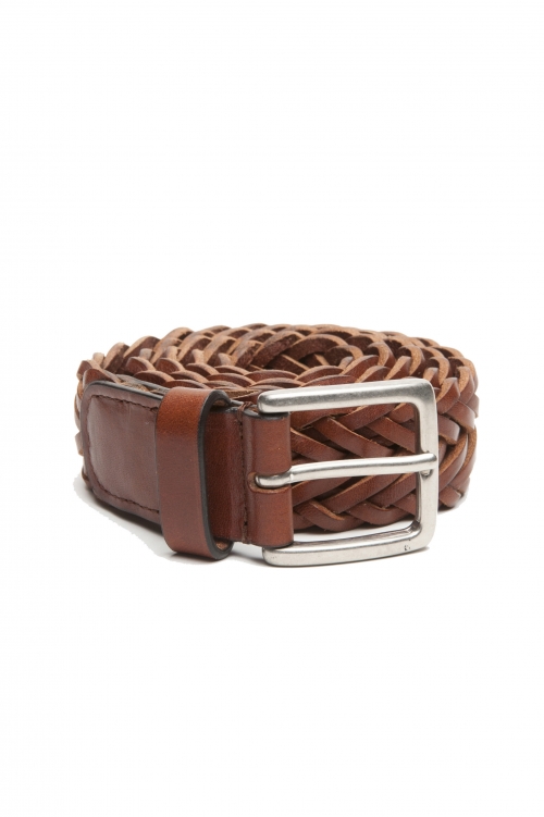 SBU 03973_2022SS Braided leather belt 1.4 inches cuir 01