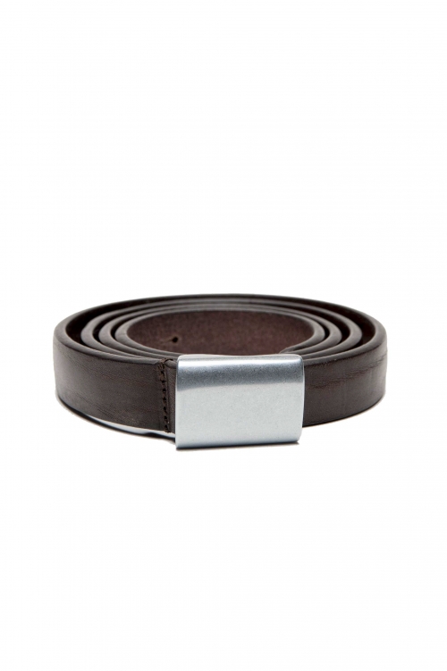 SBU 03992_2022SS Military brown leather 0.8 inches belt 01