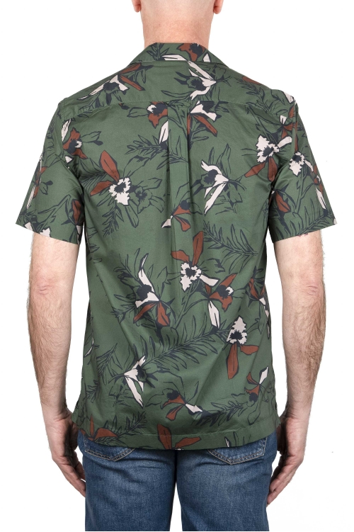 SBU 03993_2022SS Hawaiian printed pattern green cotton shirt 01